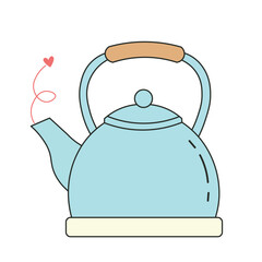 Vector icon of a metal kettle with handle and spout, minimal design for tea, coffee, and kitchen themes.
