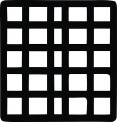 Abstract black grid pattern with intersecting lines and square openings for design and texture
