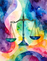 Watercolor Scales of Justice
