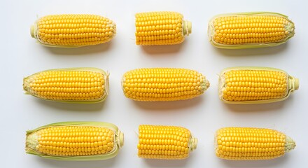 Fototapeta premium Fresh Sweet Corn on the Cob Isolated on White Background