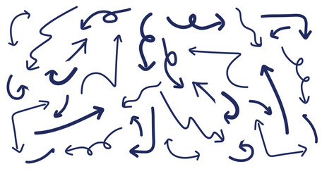 group of hand drawn arrow with various direction.eps