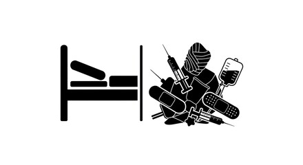 Bed and medical equipment symbol vector