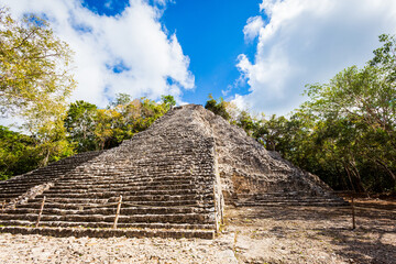 Coba pyramids archeological site in Mexico