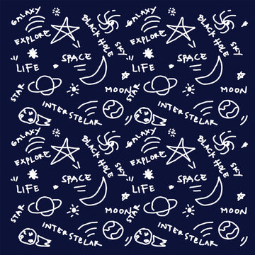 Doddle with space theme kid drawing.eps