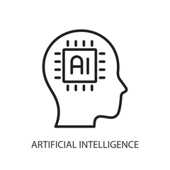 Artificial intelligence thin line vector icons.