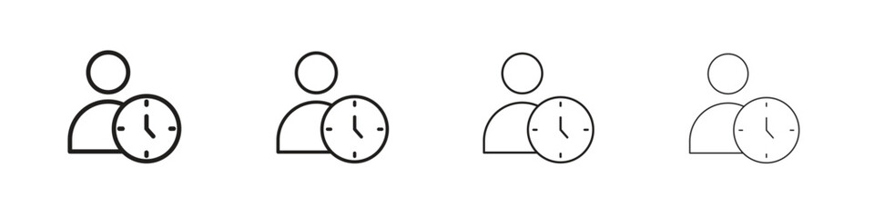 User time icons designed in outline, line and stroke style