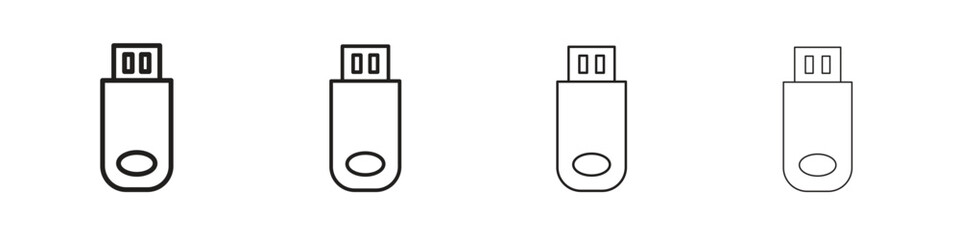 USB pendrive icons designed in outline, line and stroke style