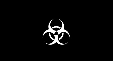 Biohazard symbol white against black background