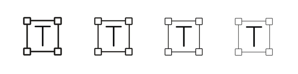 Text icons designed in outline, line and stroke style