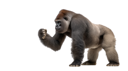 Magnificent Gorilla in a Gesture: A formidable silverback gorilla, showcasing its impressive strength and intelligence, moves with purpose.