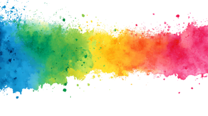 Vibrant watercolor paint splash isolated on transparent background