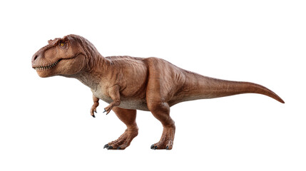 Obraz premium T-Rex in Action: A formidable Tyrannosaurus rex, a prehistoric giant, strides confidently, evoking the awe of the Cretaceous period and its ancient reign.