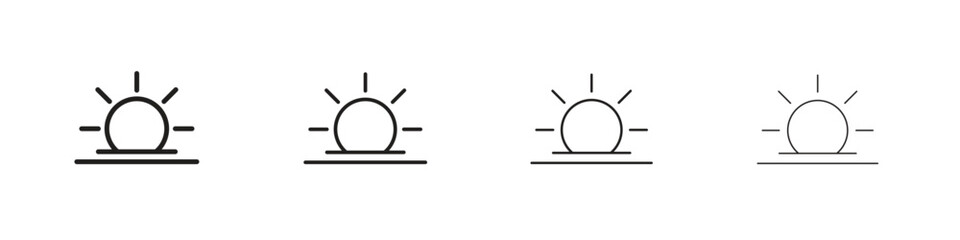 Sunrise icons designed in outline, line and stroke style