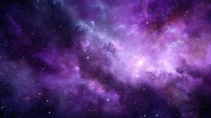 Vibrant purple and blue nebula teeming with countless stars and cosmic dust, forming a mesmerizing space background, blurred blue background