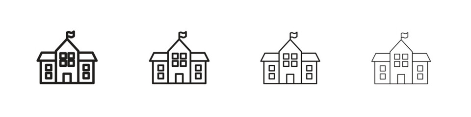 school icons designed in outline, line and stroke style