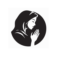 Graceful Silhouette of Praying Woman Logo Vector on white background