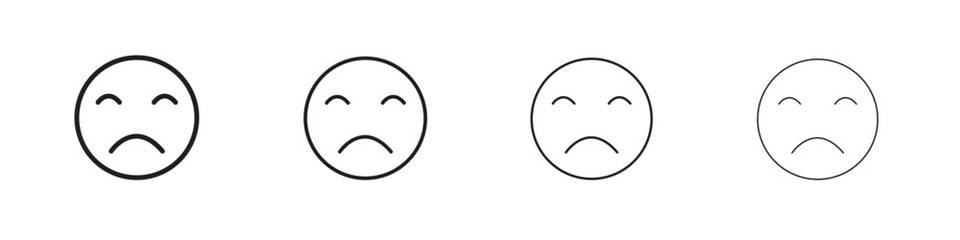 Sad icons designed in outline, line and stroke style