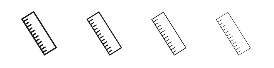 Ruler icons designed in outline, line and stroke style
