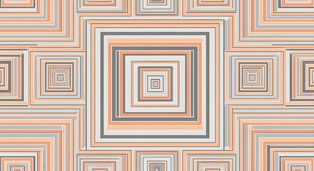 Decorative concentric square design in soft orange and light grey, ideal for modern textile prints and stylish backgrounds.