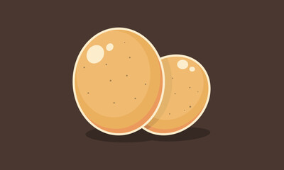 Cartoons style egg illustration with glossy highlights and dark background
