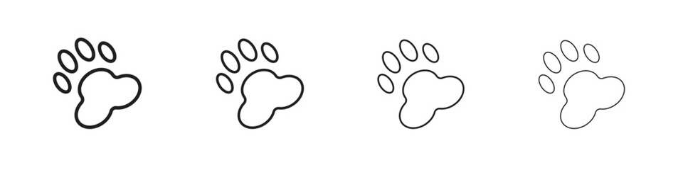 Paw icons designed in outline, line and stroke style