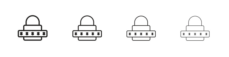 Password icons designed in outline, line and stroke style