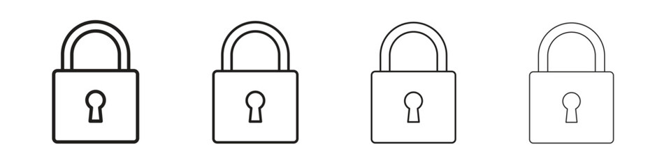 Lock icons designed in outline, line and stroke style