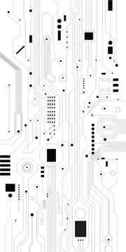 Minimalist Black and White Circuit Board Diagram Design