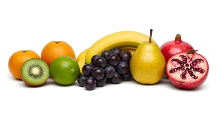 Fresh Tropical Fruits Assortment Isolated on White Background