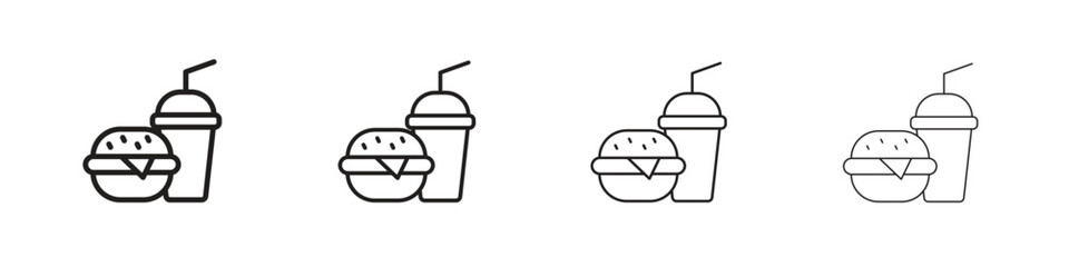 Hamburger soda icons designed in outline, line and stroke style