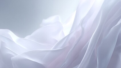 Obraz premium Delicate white fabric drapes in soft, flowing folds, showcasing a subtle, ethereal quality.