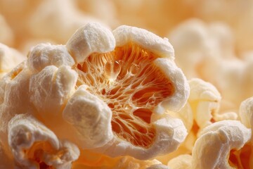 Macro Shot of Freshly Popped Popcorn Kernel.