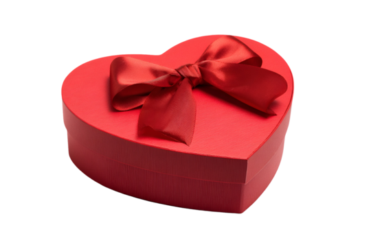 Romantic heart shaped gift box with a red ribbon expressing love and affection for valentines day anniversaries and special occasions offering a heartfelt present conveying care