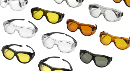 Protective Safety Glasses Collection on White Background
