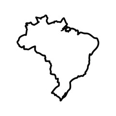 Brazil country map outline icon isolated on transparent background
