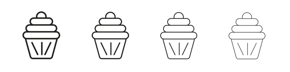 Cupcake icons designed in outline, line and stroke style