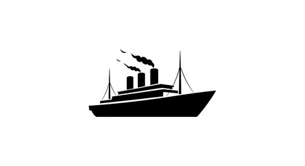 Obraz premium Black and white steamship illustration vector