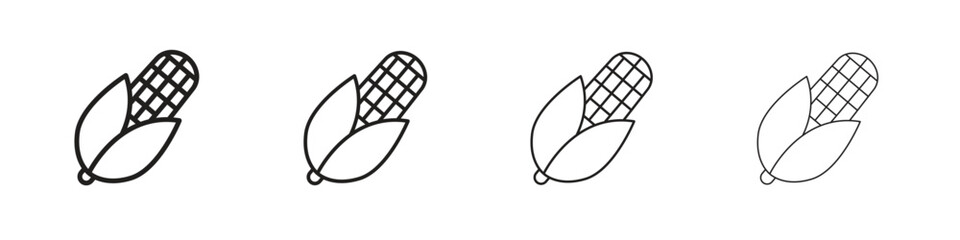 Corn icons designed in outline, line and stroke style