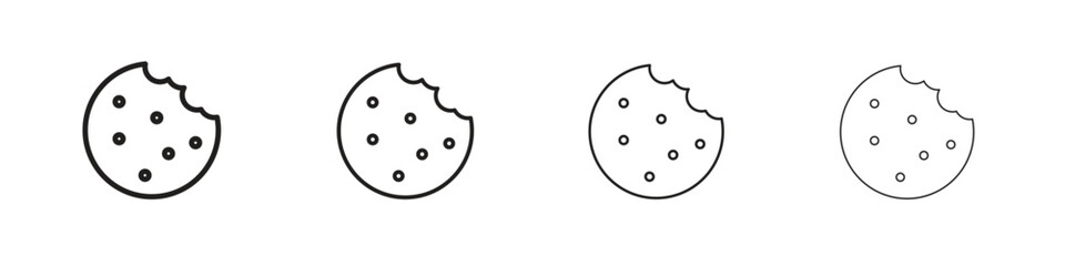 Cookie icons designed in outline, line and stroke style
