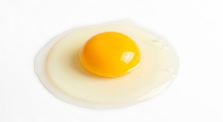 Fresh Raw Egg Yolk and White Isolated on White Background.