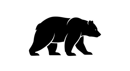 Fototapeta premium Black bear silhouette graphic on white background