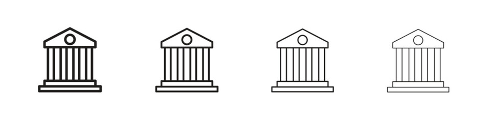 Bank icons designed in outline, line and stroke style