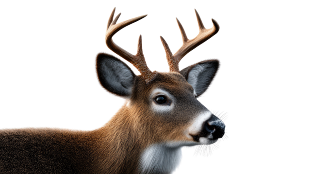  Majestic Deer Portrait: A close-up studio portrait of a majestic deer, showcasing its intricate antlers and detailed features. 