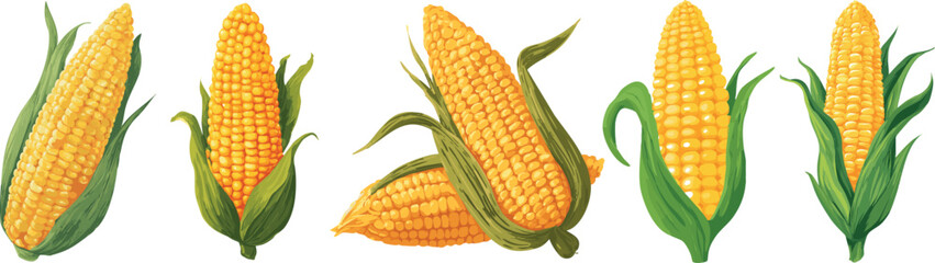 Obraz premium corn simple flat vegetable digital illustration 