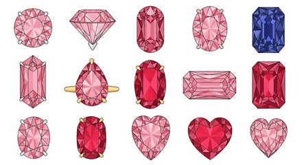 Assorted Gemstones in Various Shapes and Colors.