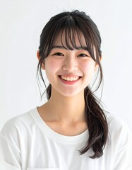 日本人,女性,10代,笑っている,シンプルな白い背景,Simple white background,Japanese,Female,Teens,Laughing
