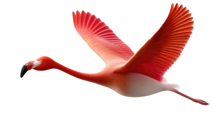 Flamingo in Flight: Capturing a flamingo mid-flight against an endless sky, its vibrant plumage illuminated, creating a spectacle of elegance and motion.