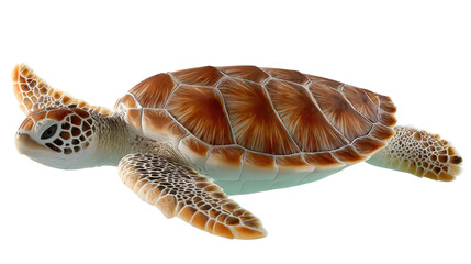 Sea Turtle: A close-up of a graceful sea turtle, its intricately patterned shell and flippers are highlighted against a backdrop. capturing its calm demeanor and connection to the underwater world.