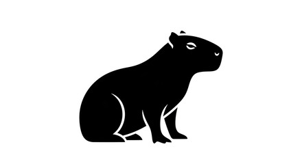 Fototapeta premium Black capybara silhouette isolated