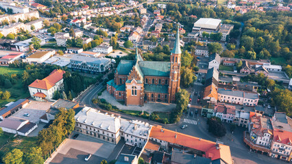 Aerial View of Gothic Church in Turek, Poland